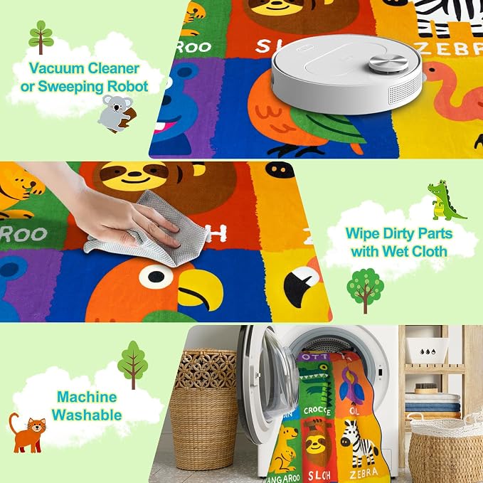 Kids Rugs for Playroom, 3x5 Feet Upgrade Ultra Non Slip Area Rug, Washable Play - Image 4