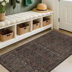 Washable 3x6 Area Rug for Entryway, Dark Brown Boho Large Kitchen Rug, Home by HazoHaus