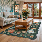 Lahome Floral Washable Rug- 4x6ft Green Bedroom Girls Ultra-Thin Soft Living - Image 2
