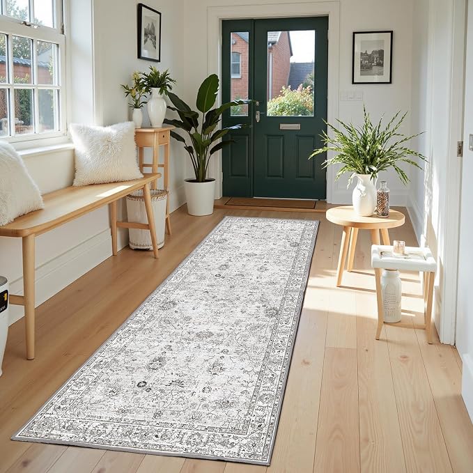 Grey Runner Rug for Hallways Kitchen 2x6, Non Slip Washable Rug - Image 5