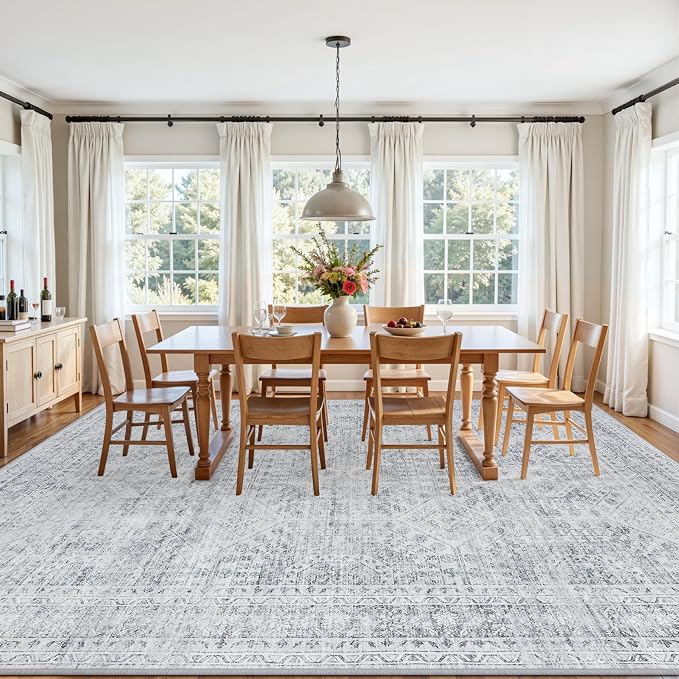 10x12 Area Rug for Living Room: Vintage Boho Neutral Washable Rug Indoor Soft - Image 3