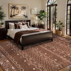SERISSA 5x7 Area Rugs for Living Room, Washable Non-Slip Coffee Brown Boho Rug - Image 2