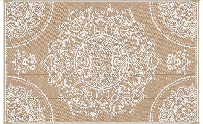 Pauwer Waterproof Outdoor Rug 5x8, Reversible Plastic Straw Patio Camping Rug - Image 9