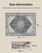AMADA HOMEFURNISHING 9x12 Area Rugs, Low-Profile Large Washable Area Rug - Image 2