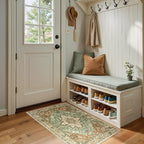 RELEANY Area Rugs Small 2'x4' Washable Non-Slip, Floral Vintage Distress by RELEANY