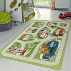 LIVEBOX Green Kids Playroom Rug, Non-Slip Soft Car Rugs Play Mat - Image 7