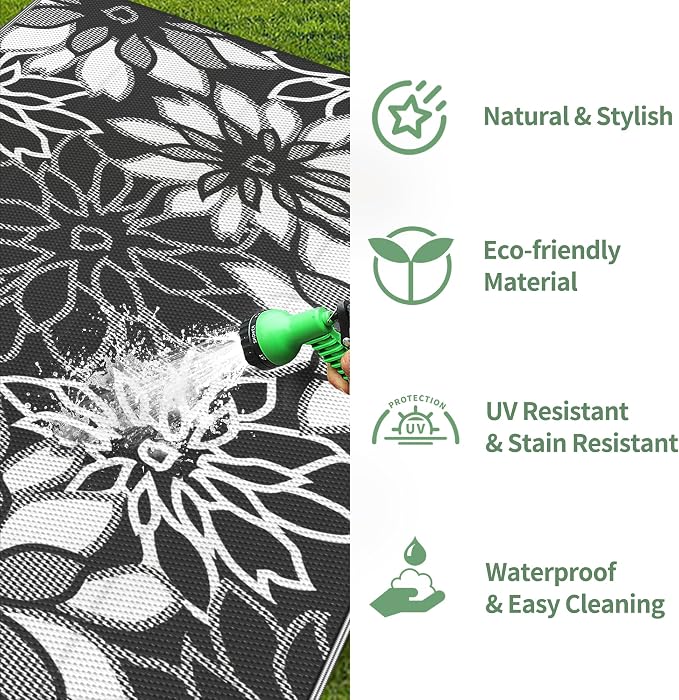 GENIMO Outdoor Rug Waterproof for Patio Decor, Large Area Rugs Mats for RV - Image 6