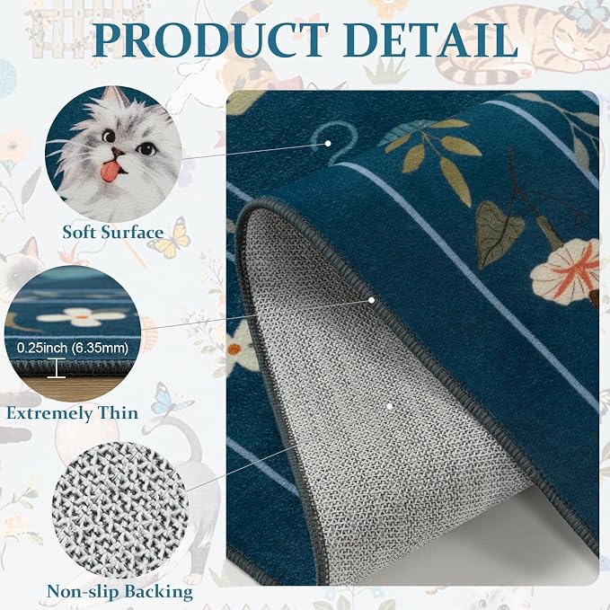 Unirea 5x7 Dark Blue Cat Area Rug - Image 4