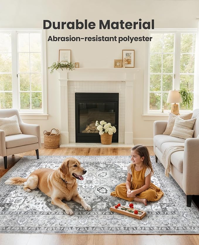 AMADA HOMEFURNISHING 5x7 Area Rugs, Washable Living Room Rug Low-Profile - Image 4