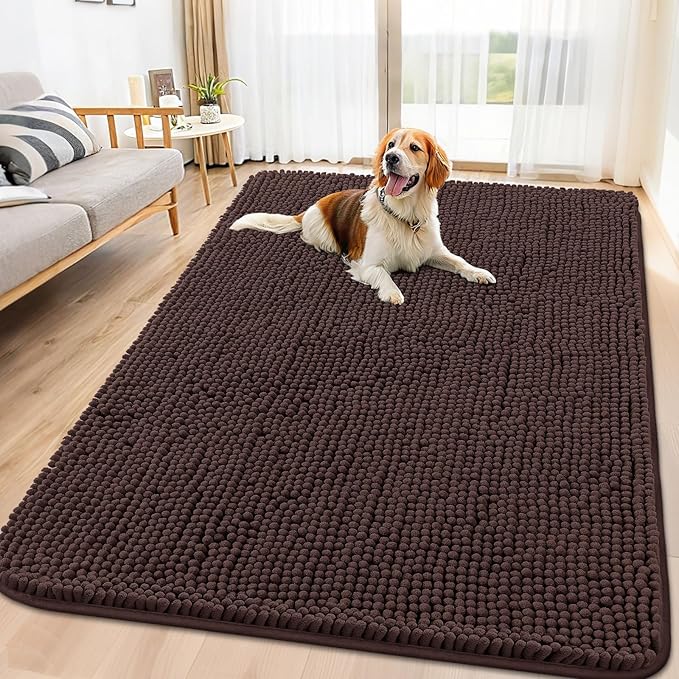 Smiry Dog Door Mat for Muddy Paws 70x35, Absorbent Dirt Trapper, Non-Slip by Smiry