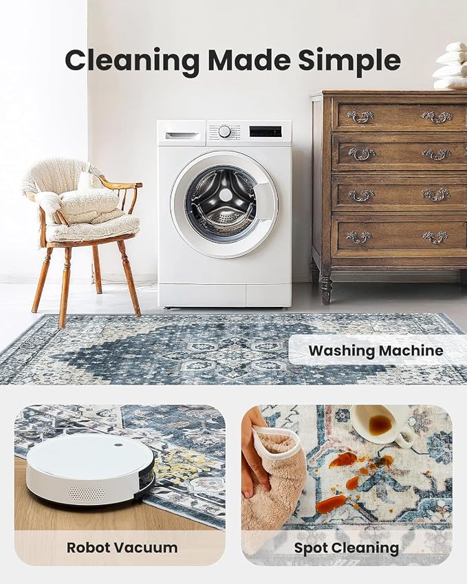 AMADA HOMEFURNISHING 2x5 Washable Runner Rug, Low-Profile Kitchen Rugs - Image 4