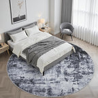 Round Area Rug for Living Room: 8 ft Washable Modern Abstract Soft Thin Rug - Image 2