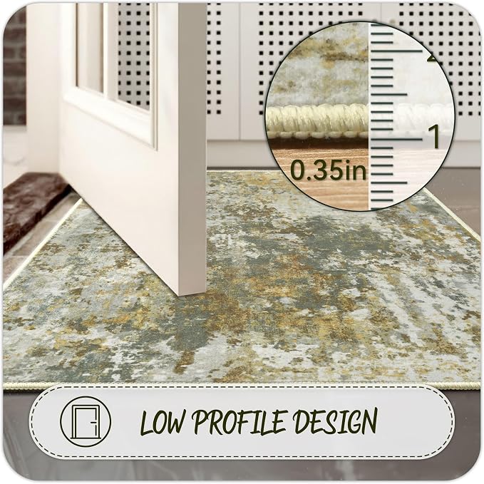Green Rug Runners for Hallways Kitchen 2.6x8 Non Slip Washable Entryway Runner - Image 4