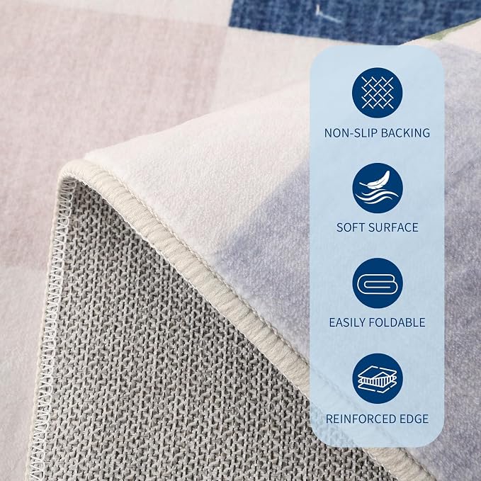 GarveeHome Checkered Colorful Rainbow 2x6 Washable Kitchen Runner Rug Geometric - Image 6