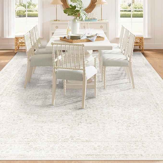 9x12 Area Rugs for Living Room: Washable Large Vintage Floral Rug Low Pile - Image 6