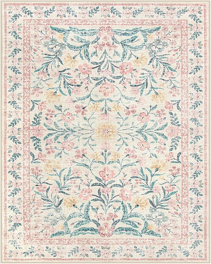 Wonnitar 8x10 Washbale Rugs for Living Room, Boho Pink Room Decor for Girls - Image 10