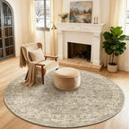 4x4 Round Bedroom Rug Washable: Living Room Rug Stain Resistant Non Slip Low by palohom