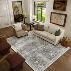Machine Washable Rug for Living room: 5x7 Area Rugs Boho Vintage Rugs Stain - Image 2