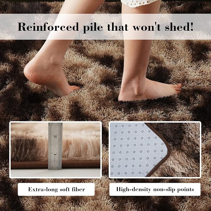 yongyangjuxin Fluffy Rug Shag Area Rug, Mottling Brown 9x12 Area Rugs - Image 6