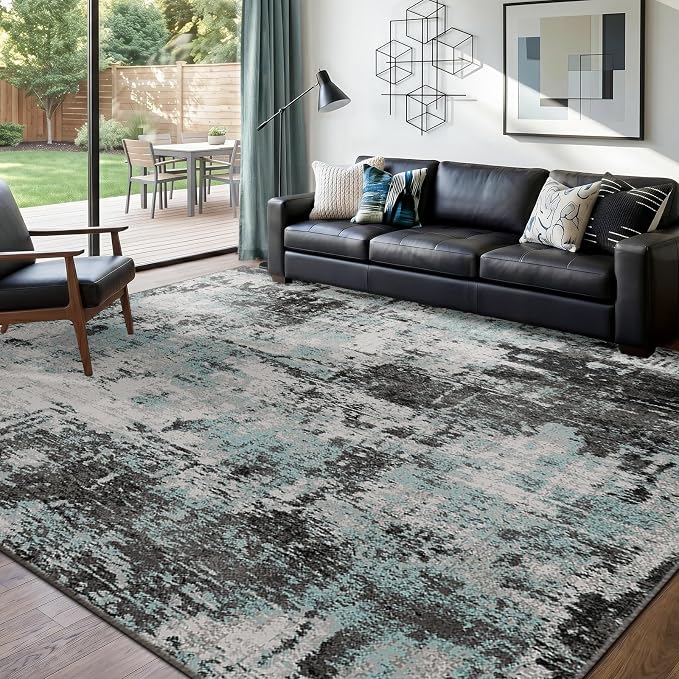 RELEANY Washable Area Rugs 8'x10' Non-Slip Modern Abstract Soft by RELEANY