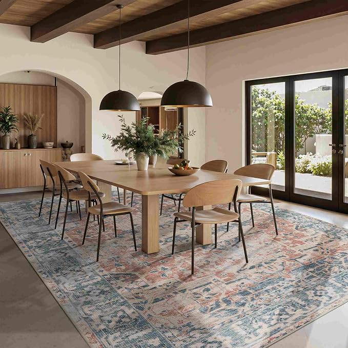 Rugxara 9x12 Area Rugs for Living Room Bedroom, Large Washable Rug, Coral - Image 3
