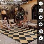 Outdoor Plastic Checkered Rug Waterproof Patio 9x12 Black Brown Diamond - Image 3