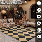 Outdoor Plastic Checkered Rug Waterproof Patio 8x10 Black Brown Diamond - Image 4