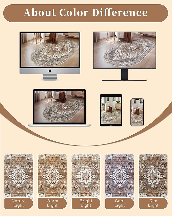 Madane Washable Oval Rug 3x5 for Entryway, Small Oval Area Rugs for Kitchen - Image 9