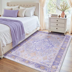 RELEANY Area Rugs 4'x6' Washable Non-Slip, Floral Vintage Distress Medallion - Image 2