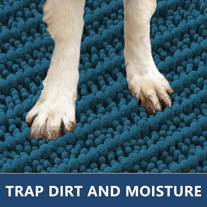Smiry Dog Door Mat for Muddy Paws 47x32, Absorbent Dirt Trapper, Non-Slip - Image 4