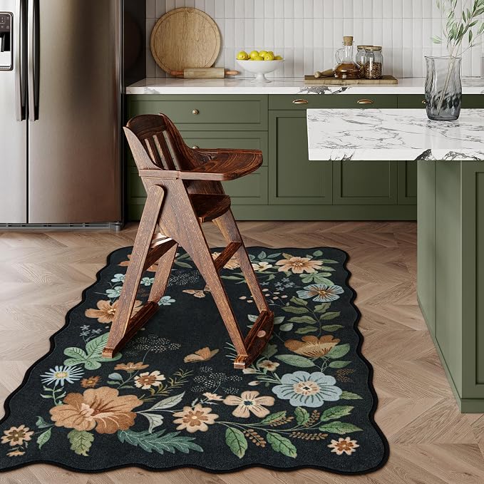 Lahome Floral Machine Washable Rug, 3x5 Rug Non Slip Soft Bedroom Rugs - Image 2