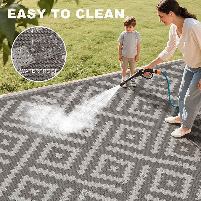 RURALITY Outdoor Rugs 5x8 Feet for Patios Clearance, Plastic Straw Waterproof - Image 5