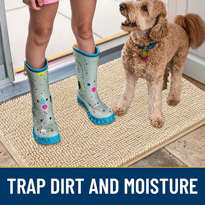 Smiry Dog Door Mat for Muddy Paws 36x24, Absorbent Dirt Trapper, Non-Slip - Image 3