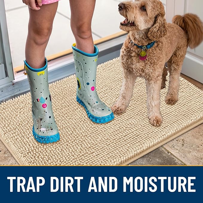 Smiry Dog Door Mat for Muddy Paws 40x24, Absorbent Dirt Trapper, Non-Slip - Image 3