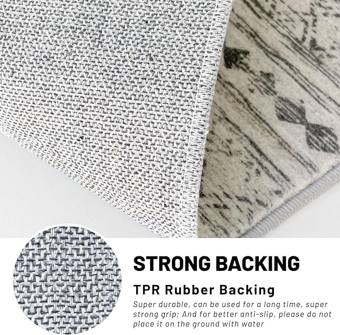 KUTA Boho Runners for Hallways 2x8 Grey Moroccan Washable Runner Rug Non-Slip - Image 6