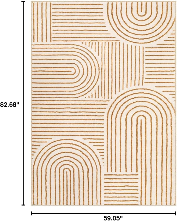 Lahome Abstract Washable Rugs 5x7, Non Slip Soft Living Room Rugs Ultra-Thin - Image 2