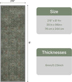 GENIMO Floral Washable Runner Rug 2’6” x 8’, Non-Slip Long Hallway Carpet - Image 2