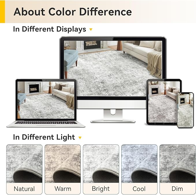 RELEANY Washable Area Rugs 4ft Non-Slip Modern Abstract Soft - Image 8