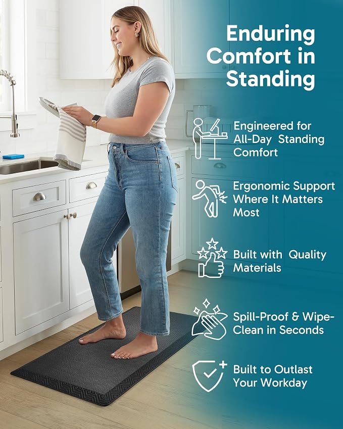 Ophanie Kitchen Mats for Floor, 3/4 inch Thick, 20x39 Anti Fatigue Cushioned Mat - Image 3