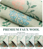 YIHOUSE Green Floral Print Rugs, Moroccan Trellis 10x14 Washable Large Rug - Image 4