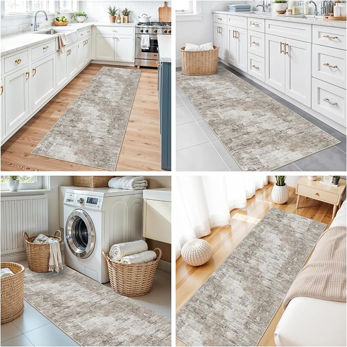 2x8 Washable Non-Slip Hallway Runner Rug – Modern Abstract Soft Carpet - Image 4