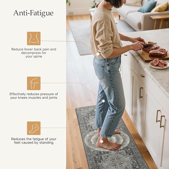 GENIMO Kitchen Mats for Floor 2PCs, Washable Anti Fatigue Mat for Cushioned - Image 2