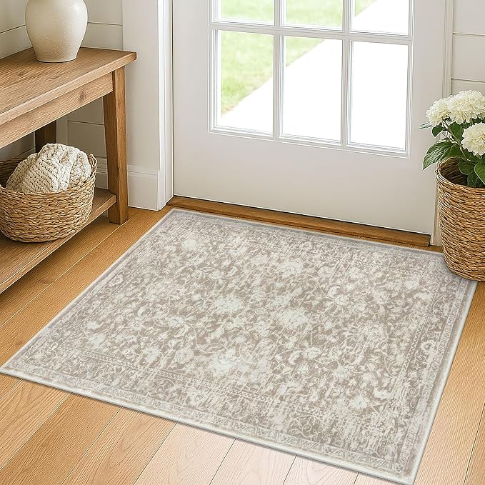 KILOCOCO Small Area Rug 2x3 Entryway Rugs Printed Vintage Floral Washable Rug by Kilococo