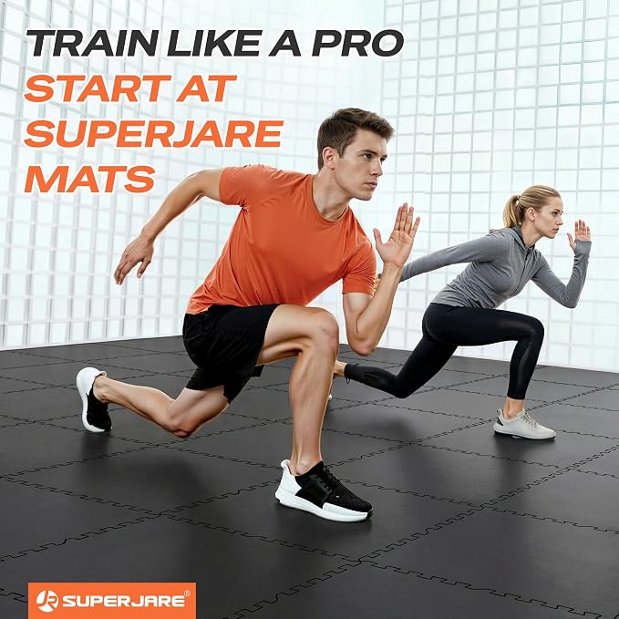 SUPERJARE 0.56'' Thick 24 Pcs 96 Sq Ft Rubber Top Exercise Equipment Mats - Image 3