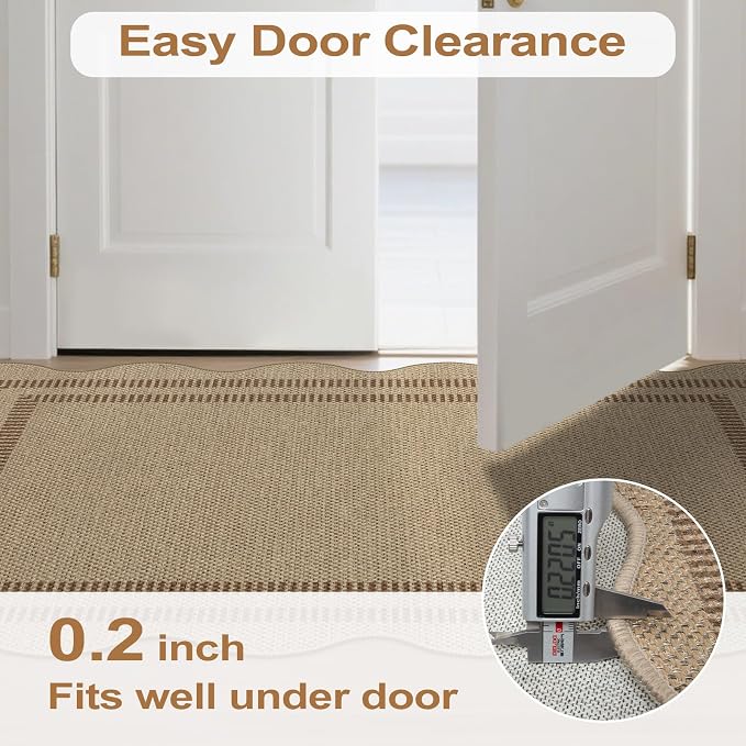Scalloped Easy Jute 2x6 Kitchen Runner Rug, Washable Rugs - Image 6