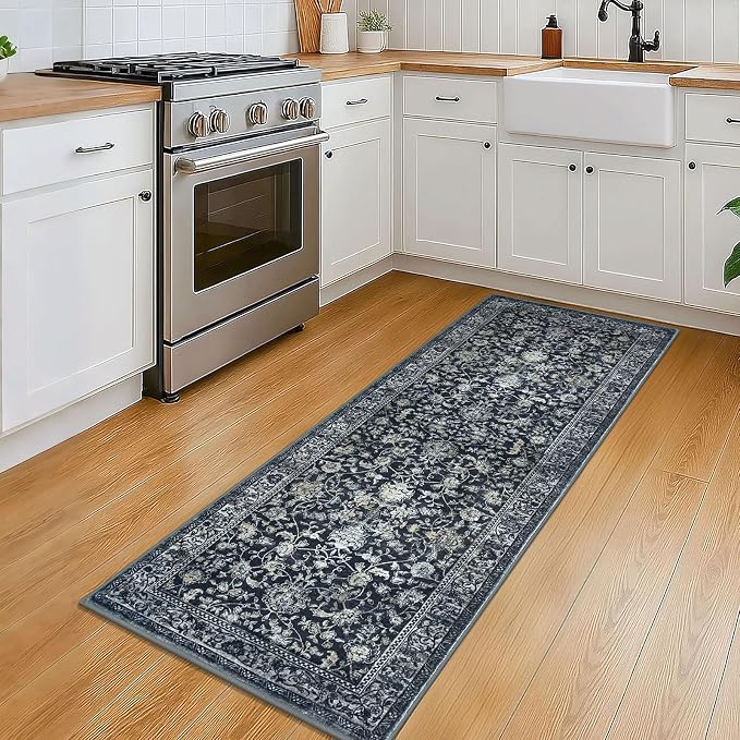KILOCOCO Hallway Runner 2x5 Rug Runner Printed Vintage Floral Washable Kitchen - Image 2