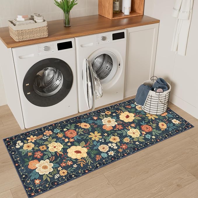 DUKINO 2x5 Runner Rug for Hallway, Washable Kitchen Floral Runner Rug - Image 6