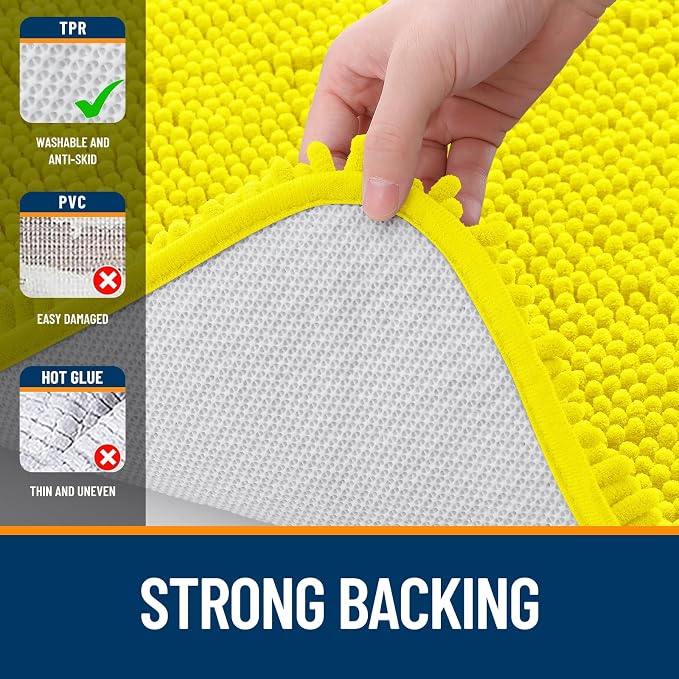 OLANLY Bathroom Rugs 30x20, Extra Soft Absorbent Chenille Bath Rugs, Rubber - Image 6