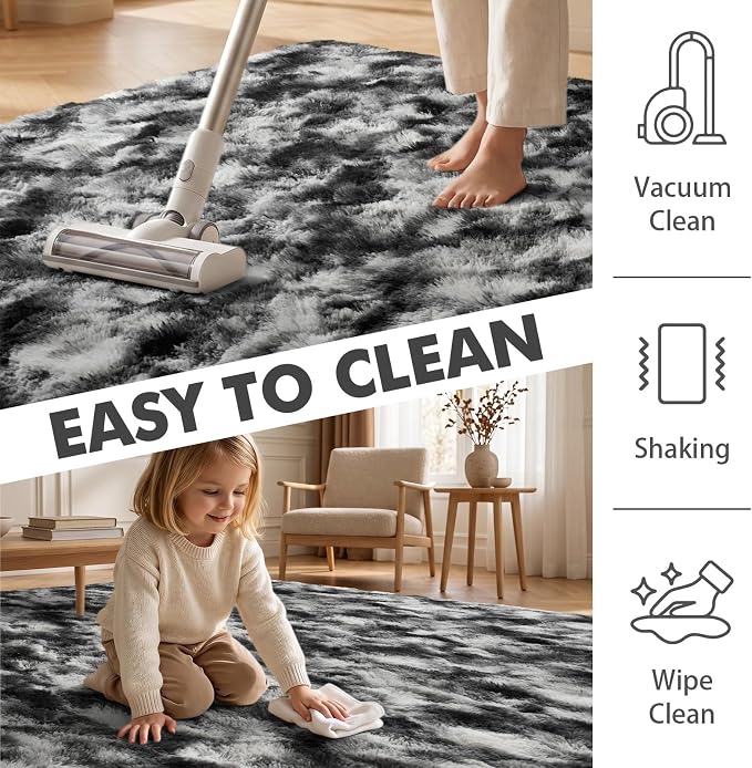 9x12 Ft Extra Large Shag Rugs for Living Room, Tie Dyed Ultra Soft Fluffy Furry - Image 7
