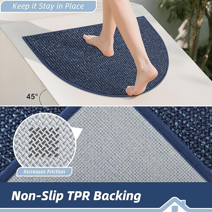 BEQHAUSE Dirt Trapper Door Mat 17" x 30" Half Circle Non Slip Washable Doormats - Image 4